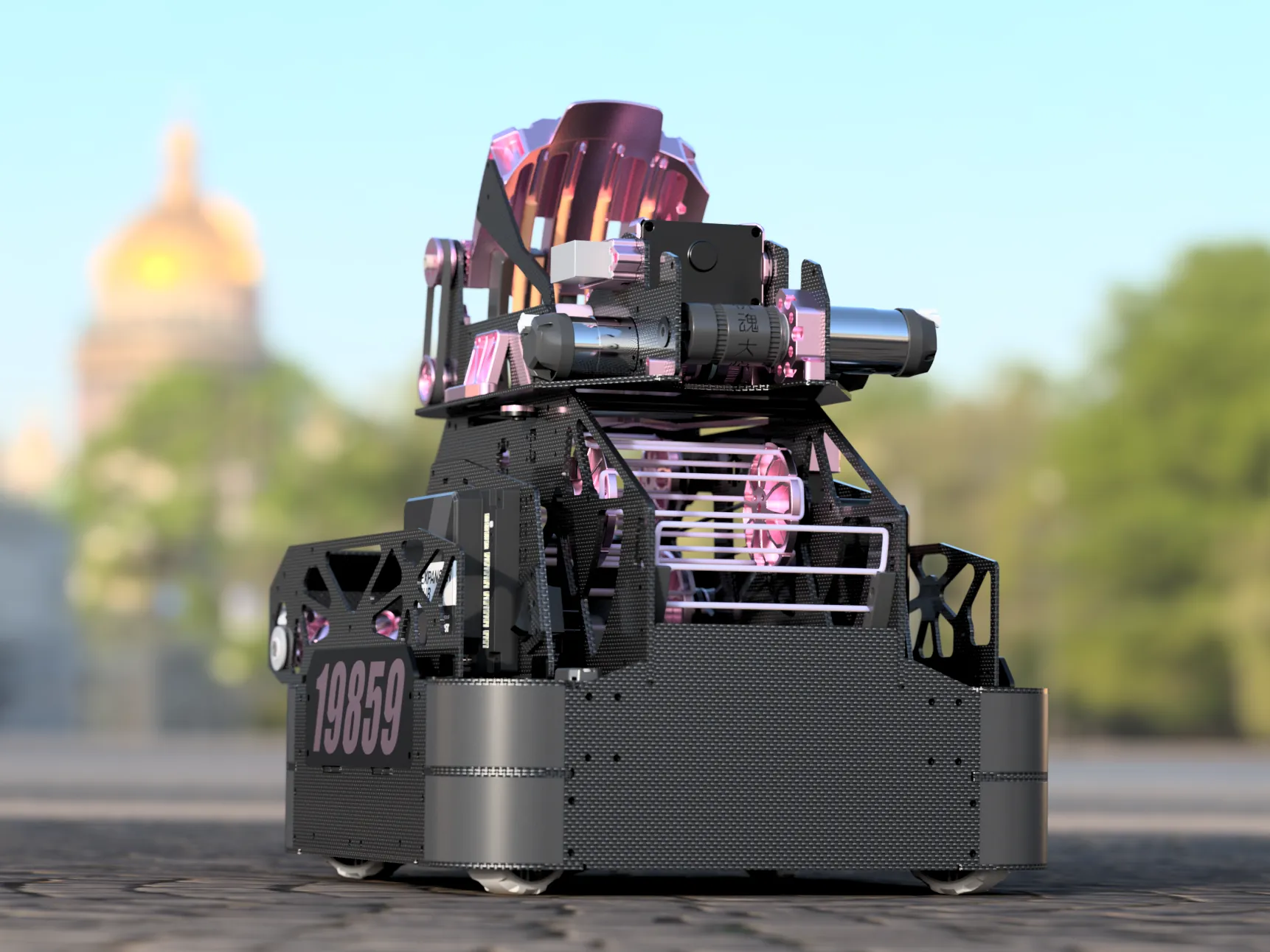 19859 robot in a grand cathedral plaza